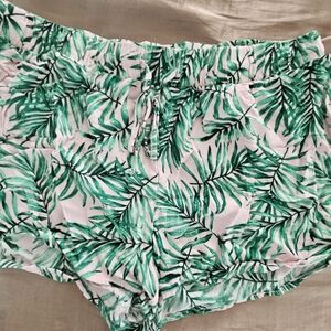 Tropical Green Leaf Print Women's Shorts